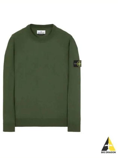 Logo Patch Round Neck Knit Top Green - STONE ISLAND - BALAAN 2