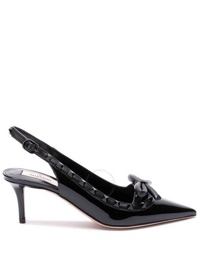 Rockstud Bow Pattern Slingback Heel Black - VALENTINO - BALAAN 2