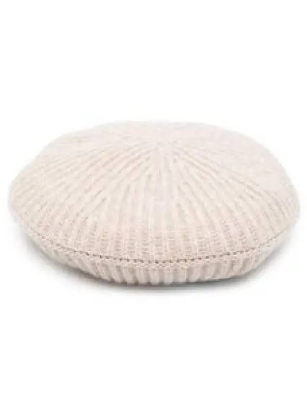 Logo Rib Edge Wool Beret Sand - GANNI - BALAAN 2