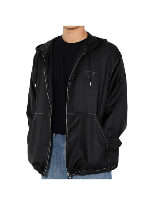 Silk Zip-Up Jacket Black - PRADA - BALAAN 1