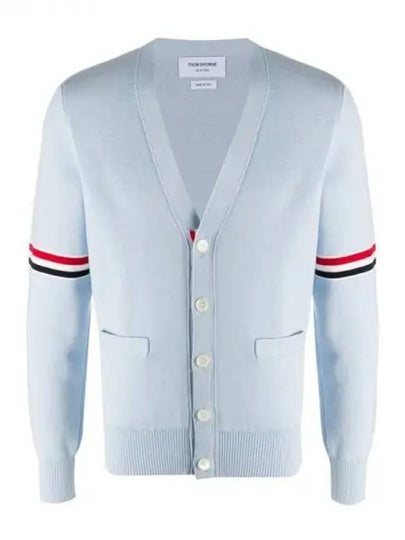 Milano Stitch Sprite Armband Cotton V-neck Cardigan Light Blue - THOM BROWNE - BALAAN 2