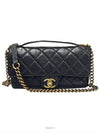 Clover Season CC logo top handle flap shoulder bag A92760 black - CHANEL - BALAAN 1