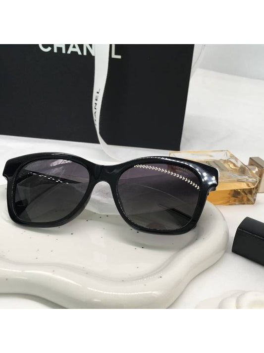 Eyewear Square Acetate Glass Pearl Sunglasses Black - CHANEL - BALAAN 2