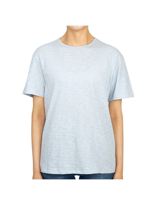 Women's Perfect Organic Slub Cotton Short Sleeves T-shirt Sky Blue - THEORY - BALAAN 1