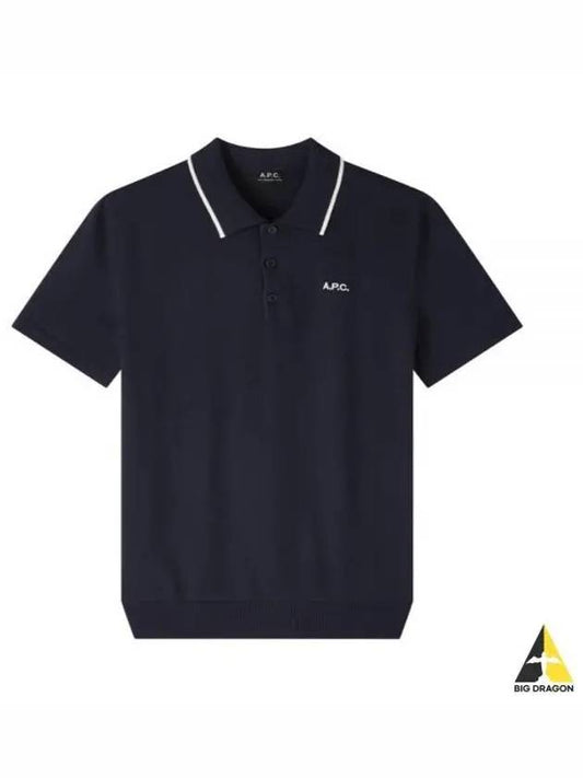 Flynn Cotton Polo Shirt Blue - A.P.C. - BALAAN 2