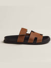 Chypre H Logo Calfskin Sandals Brown - HERMES - BALAAN 4