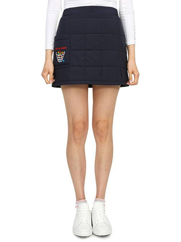 women's padded H-line skirt navy - HORN GARMENT - BALAAN 1