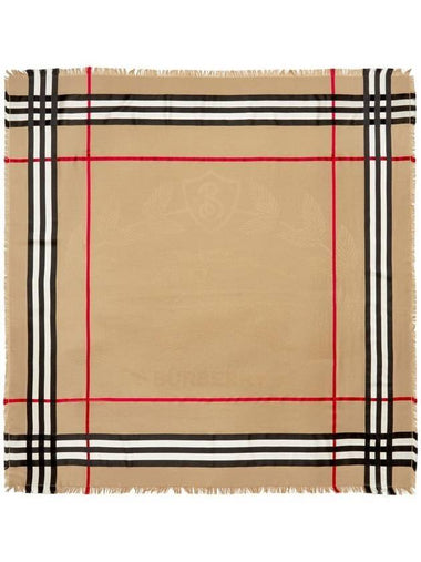 Montage Print Large Square Silk Wool Scarf Beige - BURBERRY - BALAAN 1