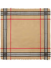 Montage Print Large Square Silk Wool Scarf Beige - BURBERRY - BALAAN 1