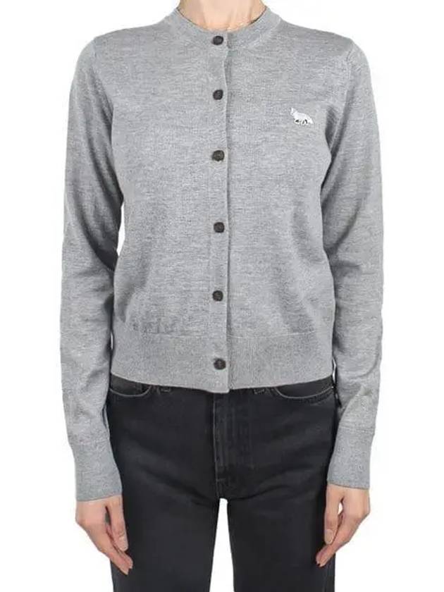 Baby Fox Patch Regular Cardigan Grey Melange - MAISON KITSUNE - BALAAN 2