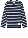 Stripe Jersey Oversized Long Sleeve T-Shirt Navy - THOM BROWNE - BALAAN 2