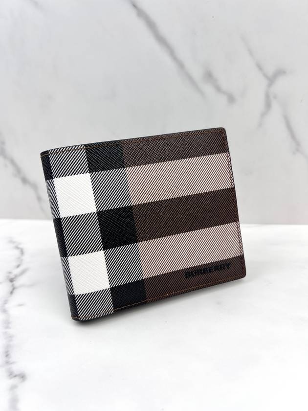 Check Leather International Bifold Wallet Dark Birch Brown - BURBERRY - BALAAN 5