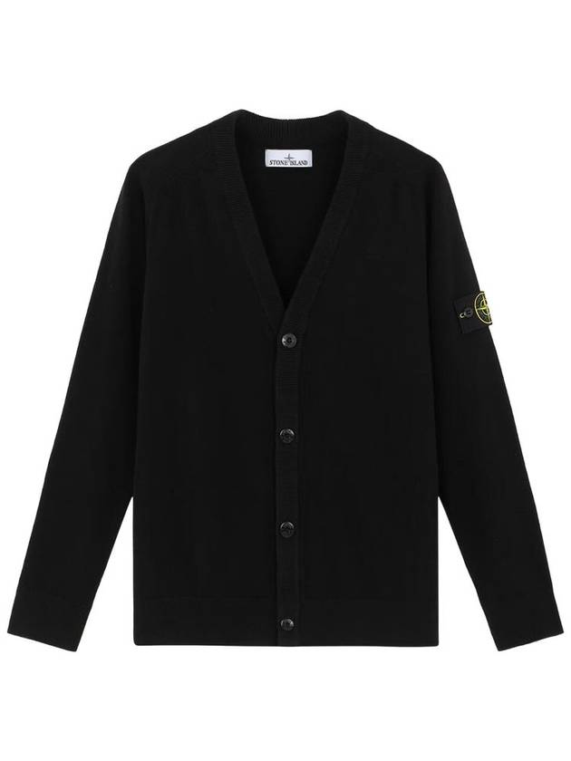 Wappen Patch V-Neck Cardigan Black - STONE ISLAND - BALAAN 2