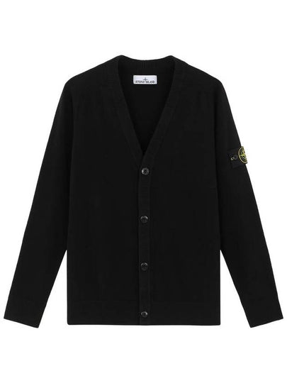 Wappen Patch V-Neck Cardigan Black - STONE ISLAND - BALAAN 2