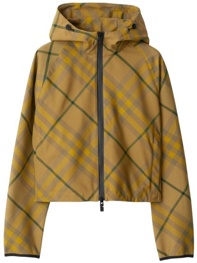 Check Pattern Zip-Up Hoodie Green - BURBERRY - BALAAN 1