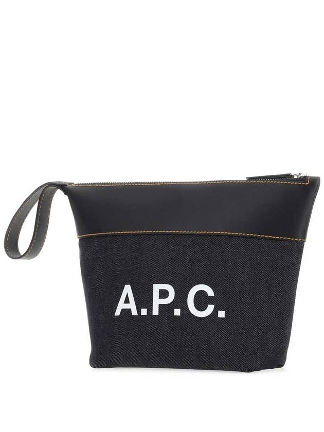 Axel Logo Denim Leather Pouch Bag Dark Navy - A.P.C. - BALAAN 4