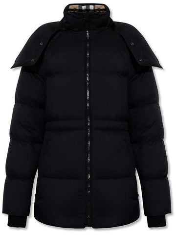 Detachable Hood Nylon Puffer Padding Black - BURBERRY - BALAAN.