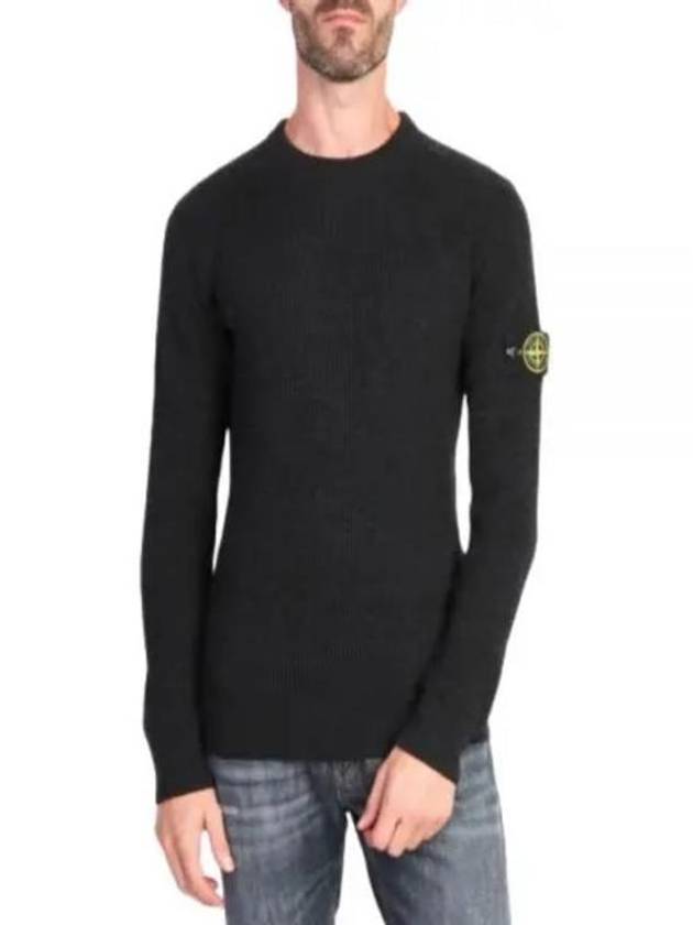 Crewneck Full Rib Wool Knit Top Melange Charcoal - STONE ISLAND - BALAAN 2