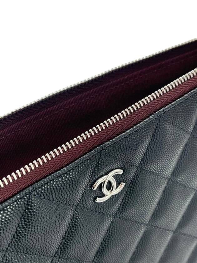 Large Classic Caviar Silver Logo Clutch Bag Black - CHANEL - BALAAN 4