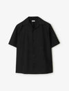 Cotton Silk Short Sleeve Shirt Black - BURBERRY - BALAAN 2