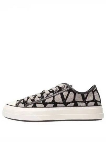 Women's Toile Iconographe Low Top Sneakers Black Beige - VALENTINO - BALAAN 2