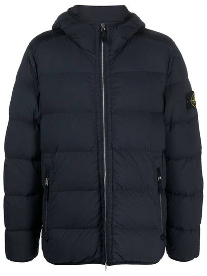 Seamless Logo Nylon Hooded Down Jacket Navy - STONE ISLAND - BALAAN 2