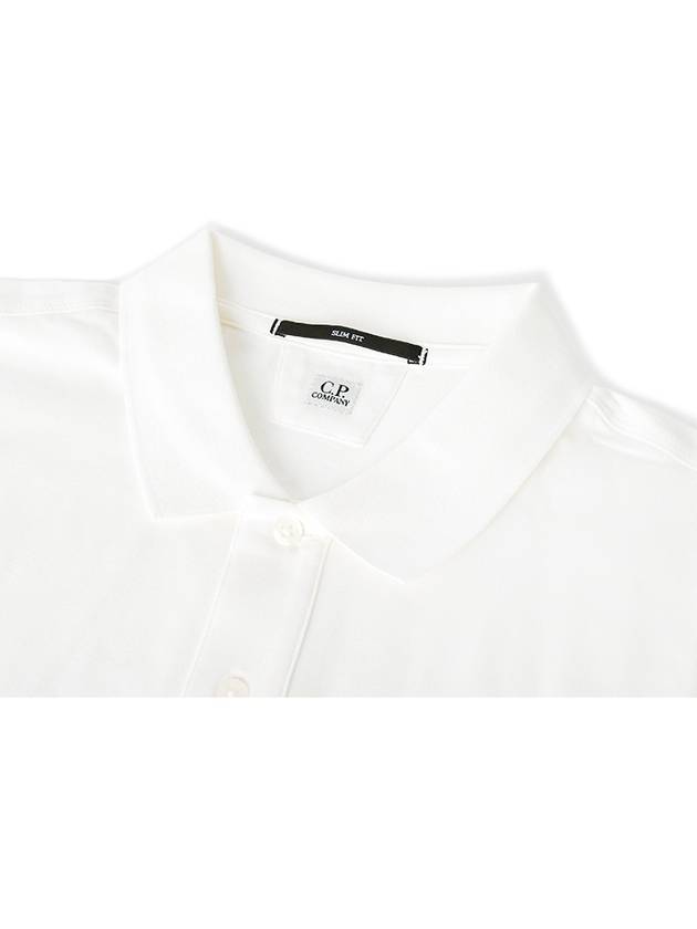 CP Company Slim Fit Short Sleeve Collar T Shirt White 12CMPL054A XL - CP COMPANY - BALAAN 3