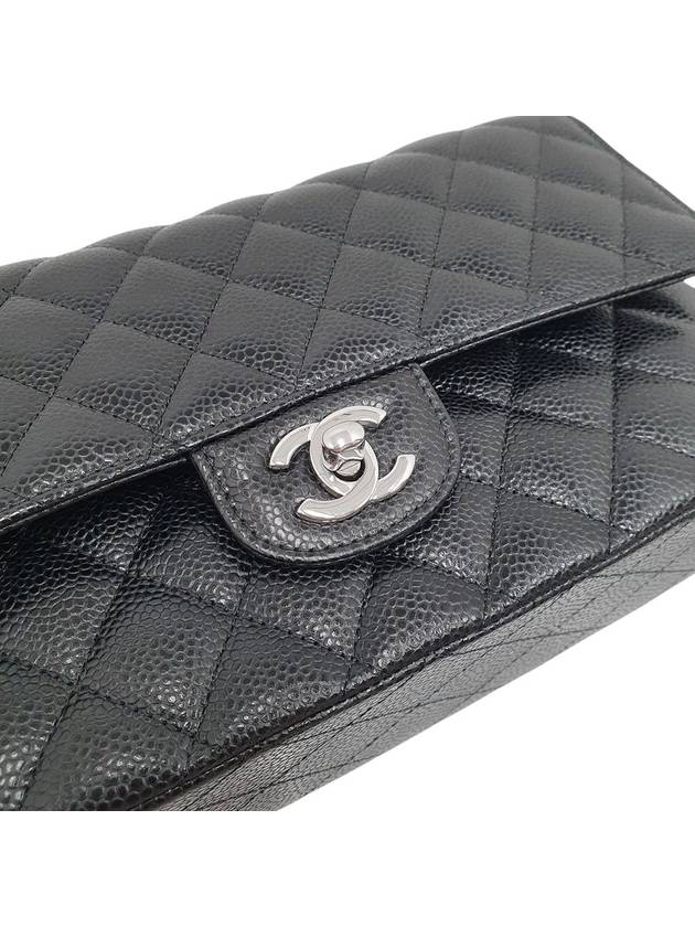 A01112 Caviar Black Classic Medium Silver Chain Shoulder Bag - CHANEL - BALAAN 5