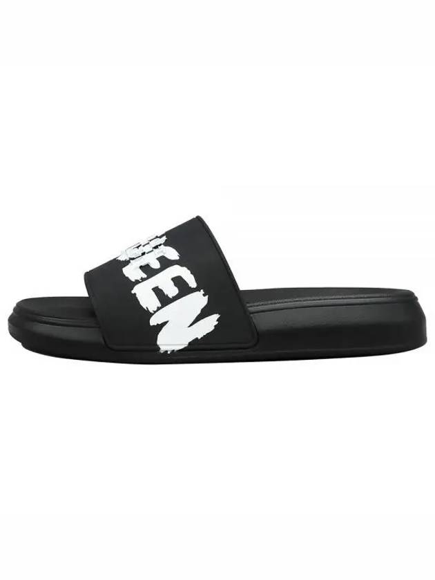 Men's Graffiti Rubber Pool Slippers Black - ALEXANDER MCQUEEN - BALAAN 2