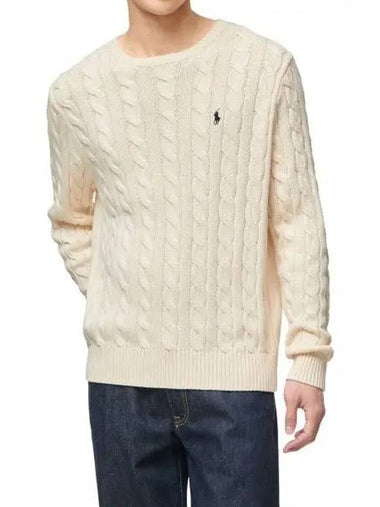 Cable knit cotton sweater ivory - POLO RALPH LAUREN - BALAAN 1