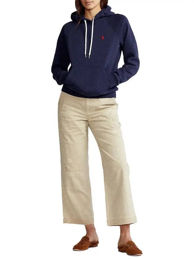 Women's Embroidered Logo Long Sleeve Hoodie Navy - POLO RALPH LAUREN - BALAAN 5