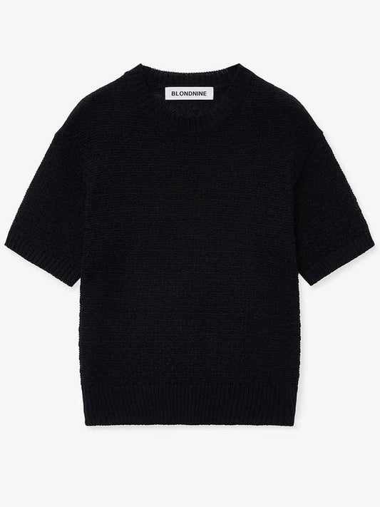 Soft crop round short sleeve knit_black - BLONDNINE - BALAAN 1