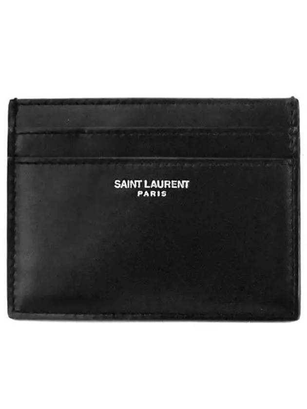 Smooth Leather Classic Logo Card Wallet Black - SAINT LAURENT - BALAAN 3