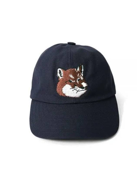 Large Fox Head Embroidered 6P Ball Cap Navy - MAISON KITSUNE - BALAAN 1