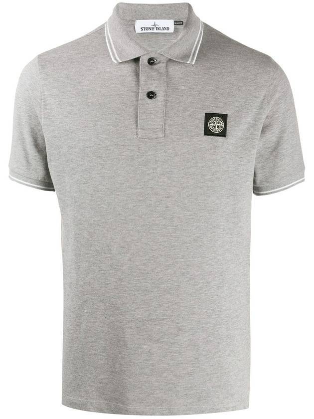 Men's Two Line Waffen Patch Polo Short Sleeve PK Shirt Gray - STONE ISLAND - BALAAN.