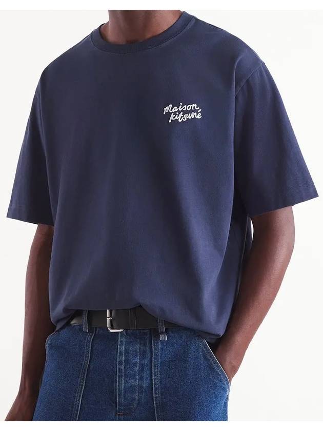 Handwriting Comfort Short Sleeve T-Shirt Ink Blue - MAISON KITSUNE - BALAAN 5