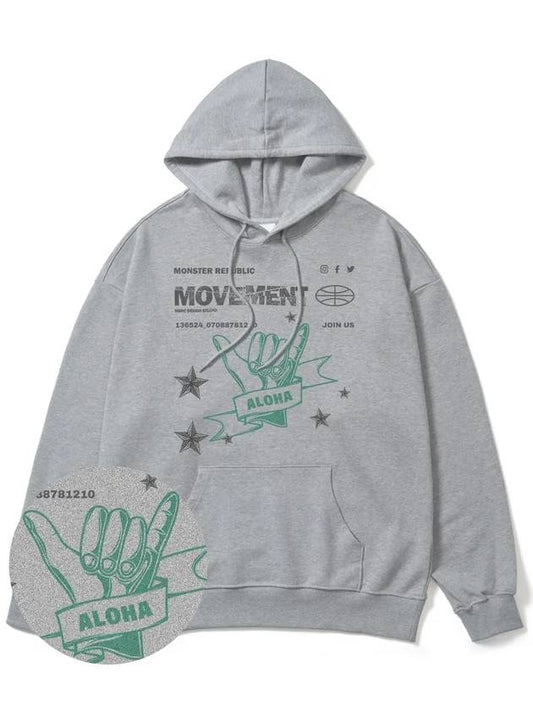 Aloha Jade Green Overfit Hoodie Gray - MONSTER REPUBLIC - BALAAN 2