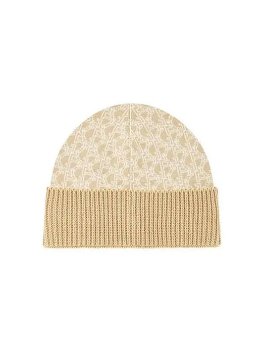 Men s Jacquard Cotton Knit Hat Beige 270345 - GIORGIO ARMANI - BALAAN 1