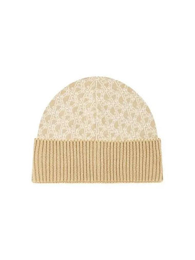 Men s Jacquard Cotton Knit Hat Beige 270345 - GIORGIO ARMANI - BALAAN 1