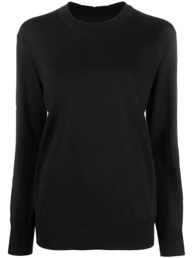 Lightweight Crew Neck Merino Wool Knit Top Black - JIL SANDER - BALAAN 1