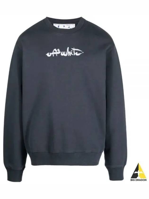 Arrow Logo Painting Crewneck Sweatshirt Anthracite Grey - OFF WHITE - BALAAN 2