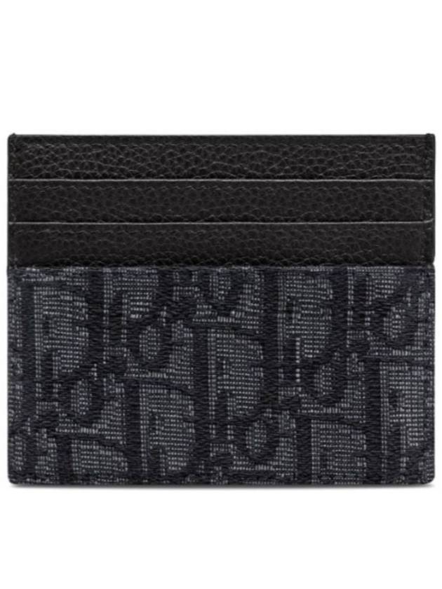 Oblique Jacquard Grain Leather Card Wallet Black - DIOR - BALAAN 10