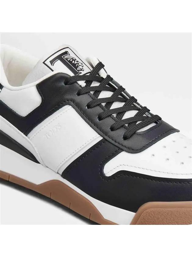 Paneled Lace-up Calfskin Low Top Sneakers Black White - TOD'S - BALAAN 4