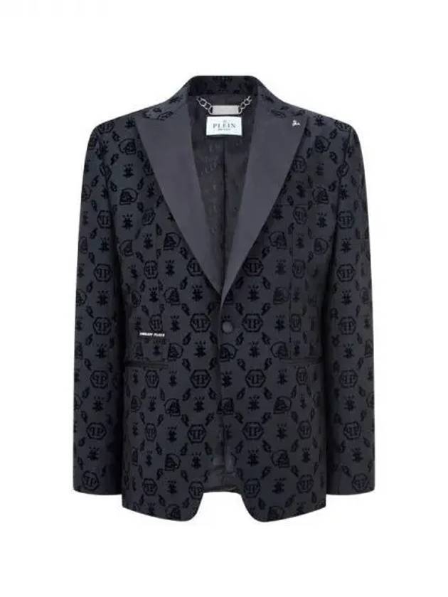 Men's Monogram Flock Single Jacket Black 270012 - PHILIPP PLEIN - BALAAN 1