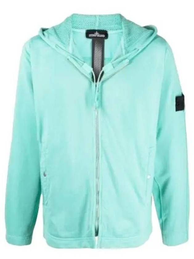 Shadow Project Cotton Lyocell Fleece Zip Up Hoodie Aqua Blue - STONE ISLAND - BALAAN 2