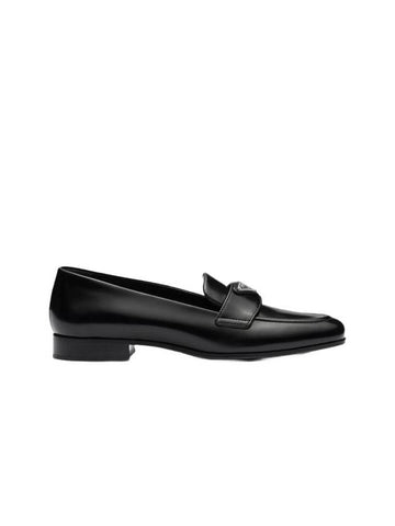 Brushed Leather Loafers Black - PRADA - BALAAN 1