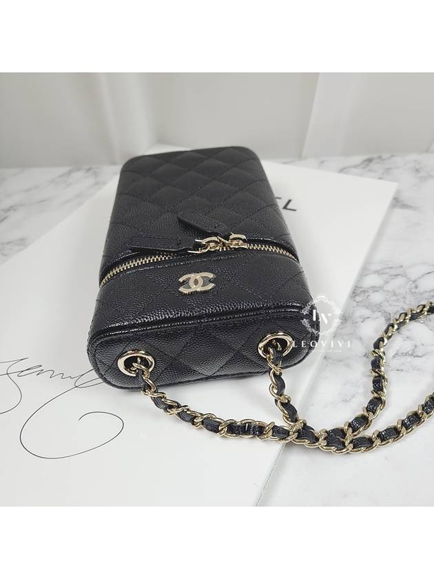 Classic Vanity Chain Grained Calfskin Phone Mini Bag Black - CHANEL - BALAAN 5