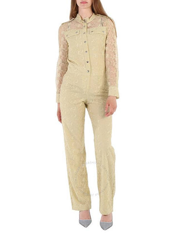 Burberry Ladies Pale Yellow Floral Lace Jumpsuit, Brand Size 4 (US Size 2) - BURBERRY - BALAAN 1