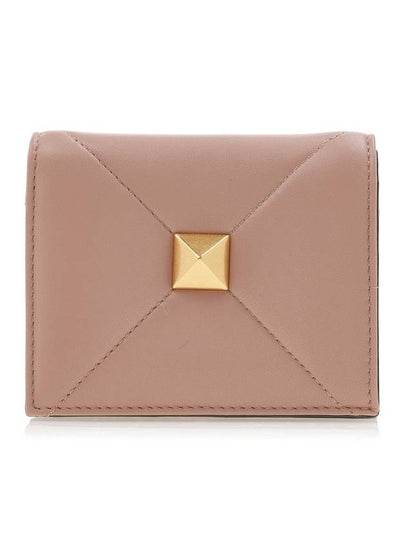 Roman Stud Small Nappa Leather Half Wallet Beige - VALENTINO - BALAAN 2