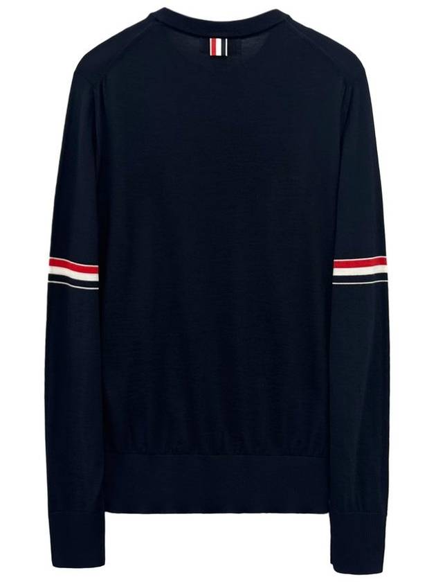 Merino Striped Crew Neck Knit Top Navy - THOM BROWNE - BALAAN 3